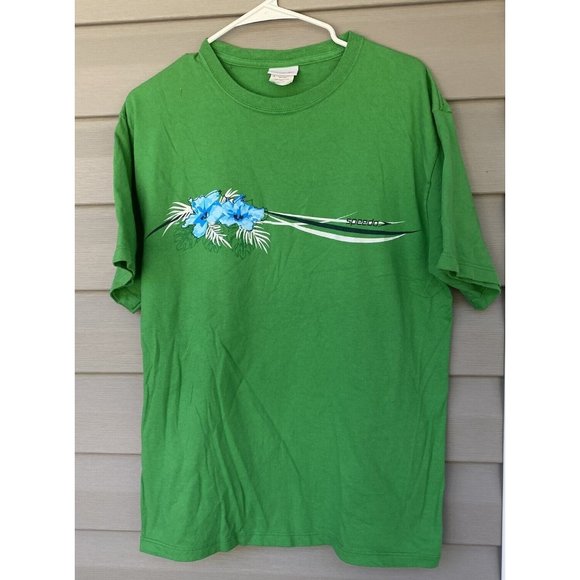 Vintage Speedo Men's T Shirt Green Tropical Flower Medium Made in USA - Picture 1 of 8